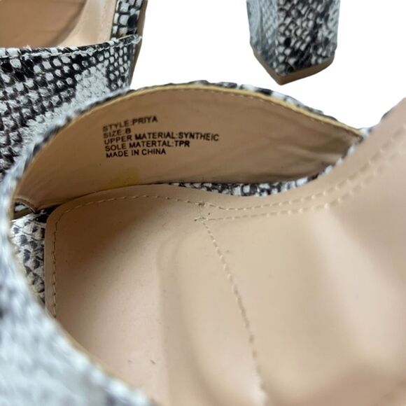 LULUS PRIYA Snakeskin Swifty Chunky High Heel Platform Peep Toe Shoes Sandals 8 - Picture 3 of 16